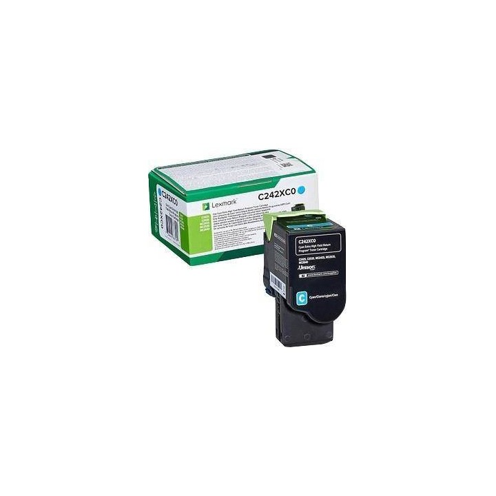 TONER ORYGINALNY LEXMARK C242XC0 CYAN 3500 STRON