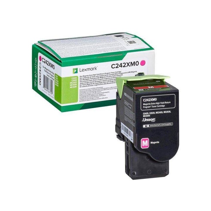 TONER ORYGINALNY LEXMARK C242XM0 MAGENTA 3500 STRON