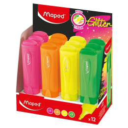 Zakreślacz MAPED Glitter Fluo brokatowy mix kolorów display