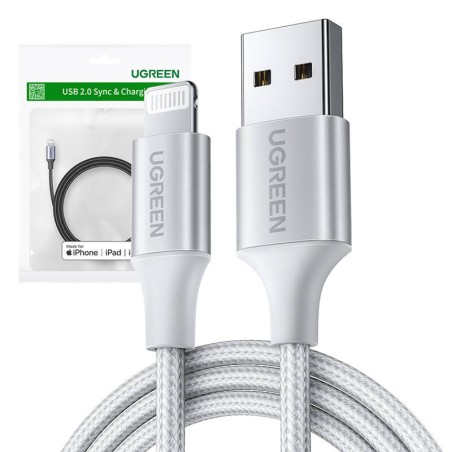 Kabel UGREEN US199 USB-A-Lightning 1.5m (srebrny)