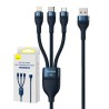 Kabel BASEUS Flash 3w1 USB-A-USB-C/micro USB/Lightning 1.2m (niebieski)