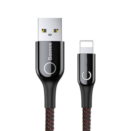 Kabel USB Lightning z diodą LED Baseus C-shaped 2.4A 1m (czarny)