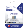 VERBATIM USB FLASH DISK, USB 3.0, 64GB, NANO, STORE N STAY, NIEBIESKI, 98711, USB A