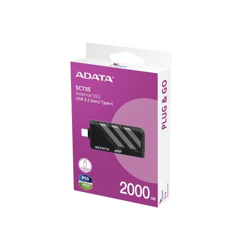 ADATA DYSK SSD EXTERNAL SC735 2TB U3.2C 1000/1000MB/S GREY