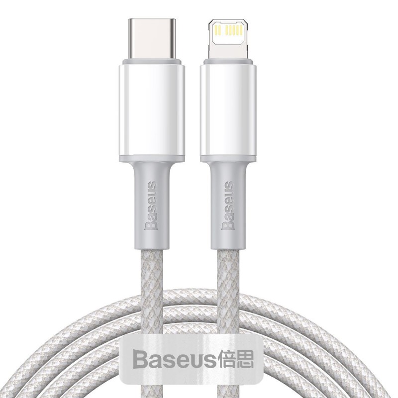 Kabel BASEUS High Density Braided USB-C-Lightning 2m (biały)