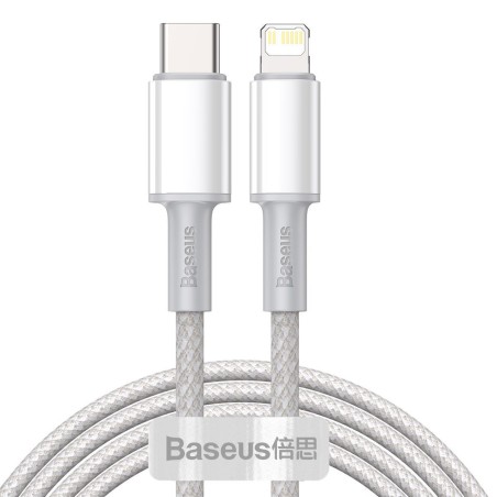 Kabel BASEUS High Density Braided USB-C-Lightning 2m (biały)
