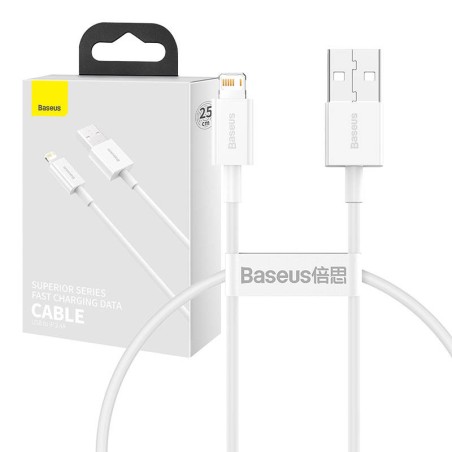 Kabel BASEUS Superior USB-A-Lightning 0.25m (biały)