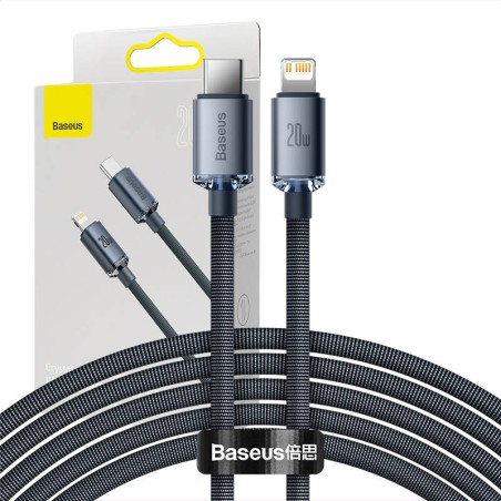Kabel BASEUS Crystal Shine USB-C-Lightning 2m (czarny)