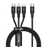 Kabel BASEUS Rapid Series USB-A-micro USB/Lightning/USB-C 1.5m (czarny)