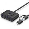 Hub USB UGREEN CR113 4-portowy OTG (czarny)
