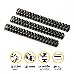 GRZBIET PLASTIKOWY 32MM FELLOWES 5349302 CZARNY 50 SZT