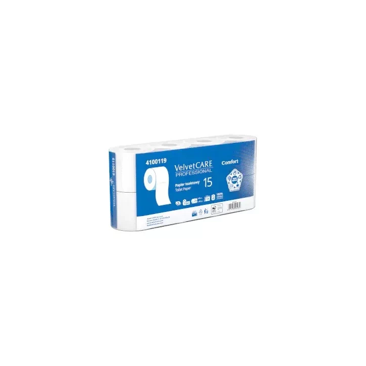 PAPIER TOALETOWY DWUWARSTWOWY CELULOZOWY VELVET CARE 15 COMFORT 4100119 BIAŁY 15M 8 SZT.