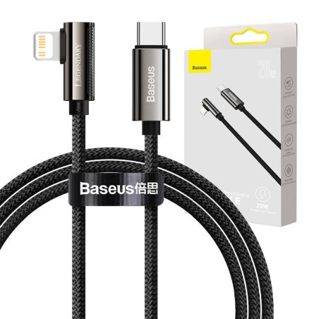 Kabel USB-C do Lightning kątowy Baseus Legend Series, PD, 20W, 1m (czarny)