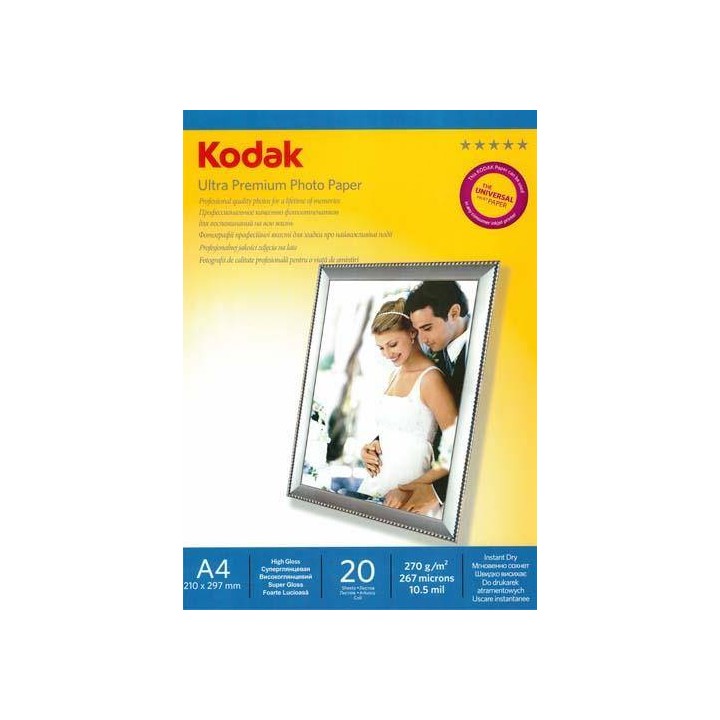 PAPIER FOTOGRAFICZNY BŁYSZCZĄCY KODAK ULTRA PREMIUM PHOTO PAPER 5740-816 A4 270G 20 ARK.