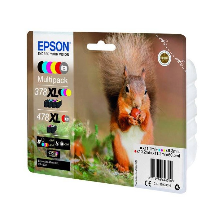 EPSON ORYGINALNY INK / TUSZ C13T379D4010, 378XL+478XL, CMYK, 1X10.2ML, 2X11.2ML, 3X9.3ML, EPSON