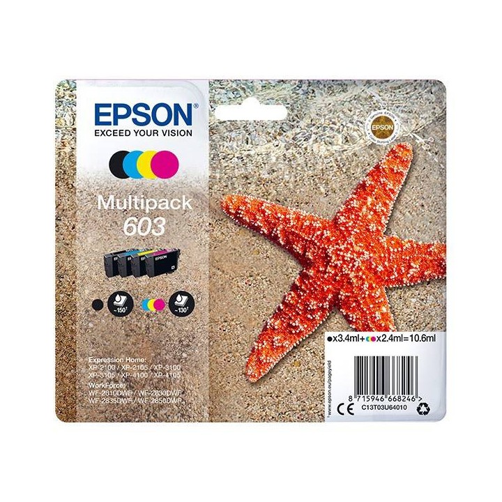 EPSON ORYGINALNY INK / TUSZ C13T03U64010, 603, CMYK, 1X3.4ML + 3X2.4ML, EPSON EXPRESSION HOME XP-2100, 2105, 3100, 3105 WF-2310