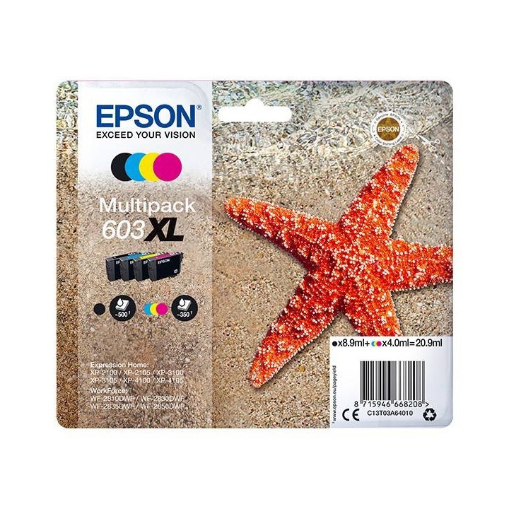 EPSON ORYGINALNY INK / TUSZ C13T03A64010, 603XL, CMYK, 1X8.9ML + 3X4ML, EPSON EXPRESSION HOME XP-2100, 2105, 3100, 3105 WF-2310