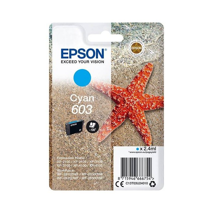 EPSON ORYGINALNY INK / TUSZ C13T03U24010, CYAN, 2.4ML, EPSON EXPRESSION HOME XP-2100, 2105, 3100, 3105 WF-2310