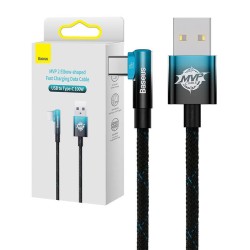 Kabel USB do USB-C kątowy Baseus Elbow 1m 100W (czarno-niebieski)