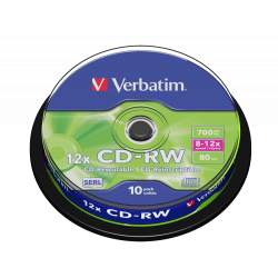 PŁYTA CD-RW 700MB 12X VERBATIM DATALIFE PLUS 43480 CAKE 10 SZT.