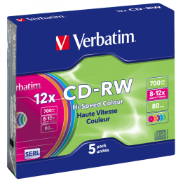 PŁYTA CD-RW 700MB 12X VERBATIM DATALIFE PLUS 43167 SLIM 5 SZT.