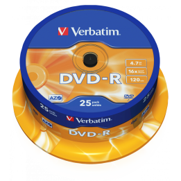 PŁYTA DVD-R 4,7GB 16X VERBATIM DATALIFE PLUS 43522 CAKE 25 SZT.