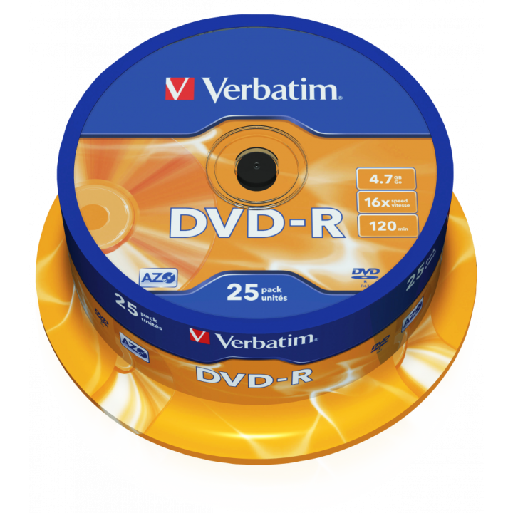 PŁYTA DVD-R 4,7GB 16X VERBATIM DATALIFE PLUS 43522 CAKE 25 SZT.