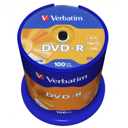 PŁYTA DVD-R 4,7GB 16X VERBATIM DATALIFE PLUS 43549 CAKE 100 SZT.
