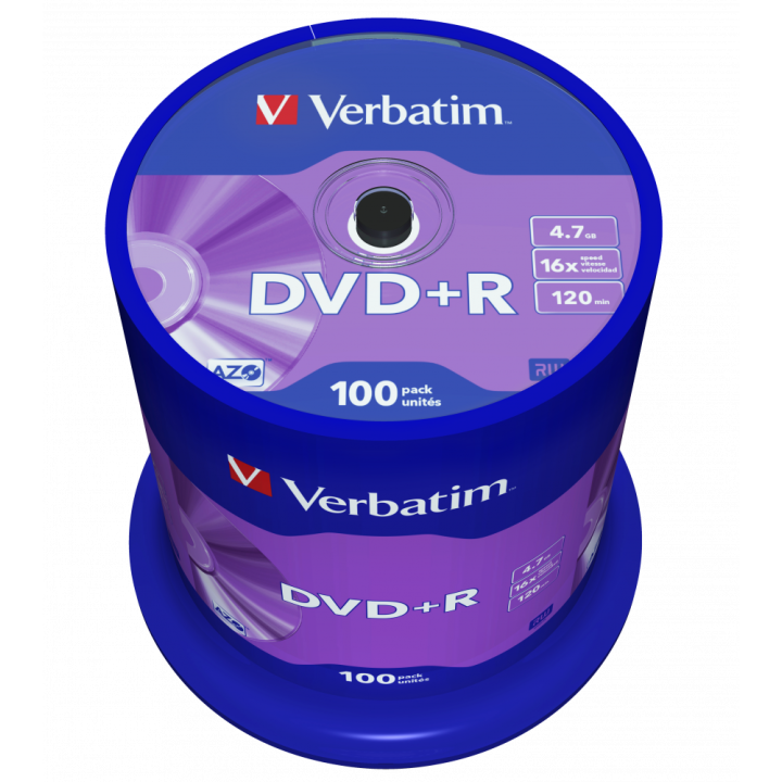 PŁYTA DVD+R 4,7GB 16X VERBATIM DATALIFE PLUS 43551 CAKE 100 SZT.