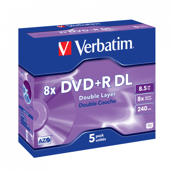 PŁYTA DVD+R 8,5GB 8X VERBATIM DATALIFE PLUS 43541 JEWEL 5 SZT.