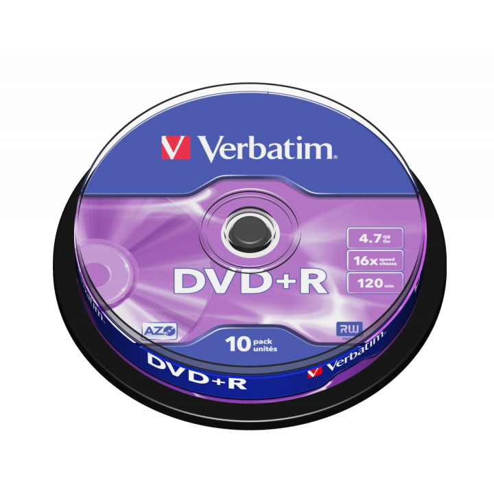 PŁYTA DVD+R 4,7GB 16X VERBATIM DATALIFE PLUS 43498 CAKE 10 SZT.
