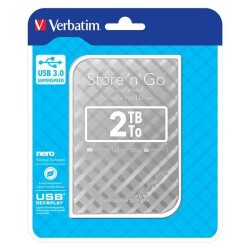 VERBATIM ZEWNĘTRZNY DYSK TWARDY, STORE N GO, 2.5", USB 3.0 (3.2 GEN 1), 2TB, 53198, SREBRNY