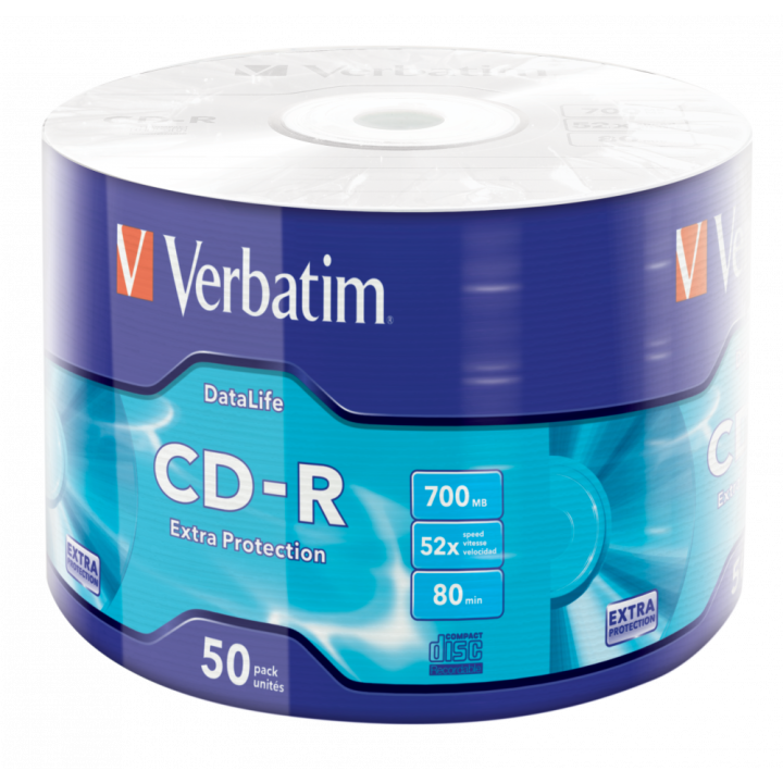 PŁYTA CD-R 700MB 52X VERBATIM DATALIFE 43787 SPINDLE 50 SZT.