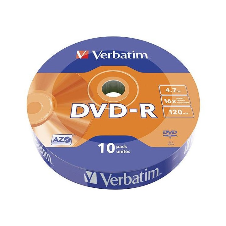 PŁYTA DVD-R 4,7GB 16X VERBATIM DATALIFE 43729 SPINDLE 10 SZT.
