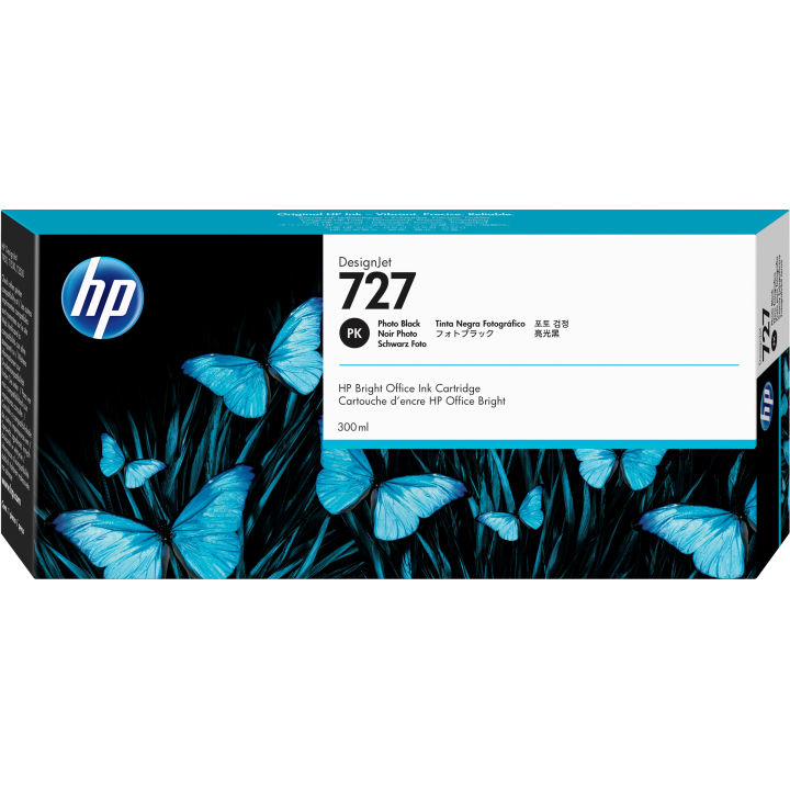 HP ORYGINALNY INK / TUSZ F9J79A, HP 727, PHOTO BLACK, 300ML, HP DESIGNJET T1530, T2530, T930