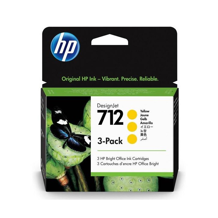 HP ORYGINALNY INK / TUSZ 3ED79A, HP 712, YELLOW, 29ML, HP 3-PACK DESIGNJET STUDIO,T210,T230,T250,T630,T650