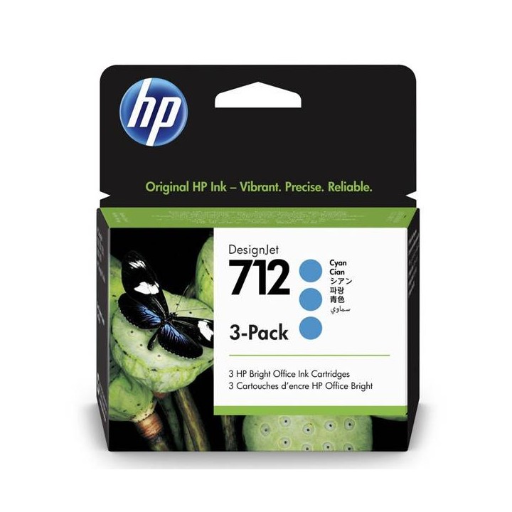 HP ORYGINALNY INK / TUSZ 3ED77A, HP 712, CYAN, 29ML, HP 3-PACK DESIGNJET STUDIO,T210,T230,T250,T630,T650