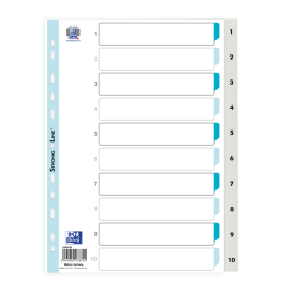 PRZEKŁADKI 1-10 A4 OXFORD 100204765 BIAŁE PP 120MIC