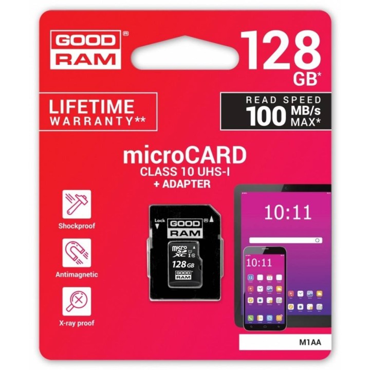 GOODRAM KARTA PAMIĘCI MICROSDHC 128GB CL10 UHS I + ADAPTER