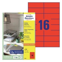 ETYKIETY SAMOPRZYLEPNE 105X37MM AVERY ZWECKFORM TRWAŁE 3452 CZERWONE 100ARK*16SZT
