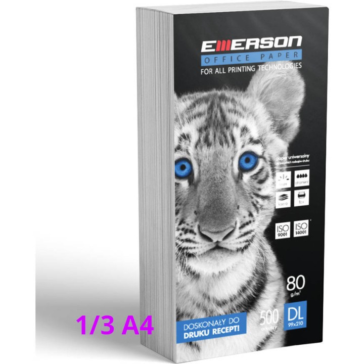 PAPIER KSERO DO RECEPT 1/3 A4 80G EMERSON OFFICE PAPER BIAŁY KLASA C 500 ARK