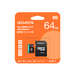 ADATA KARTA PAMIĘCI MICROSD PREMIER PRO 64GB UHS1 U3 V30 A2 + ADAPTER