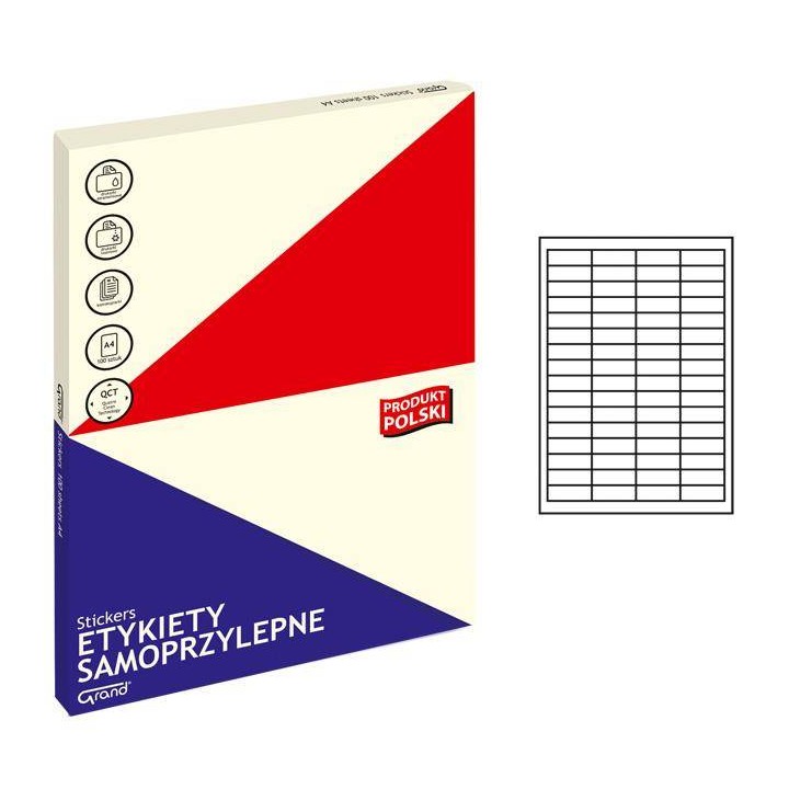 ETYKIETY SAMOPRZYLEPNE 48.5X16.9MM GRAND 150-1029 BIAŁE 100ARK*64SZT