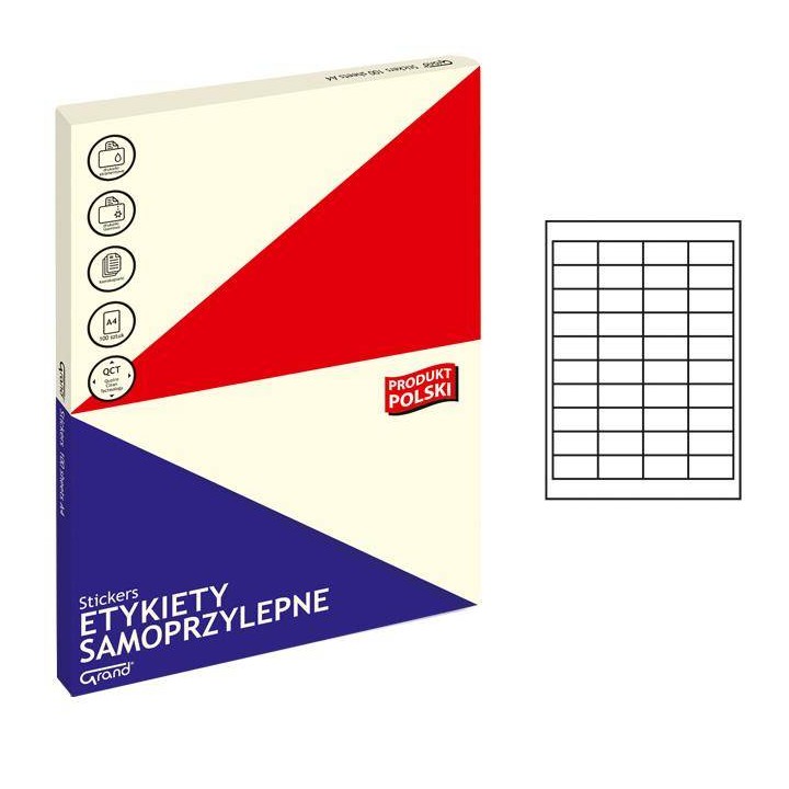 ETYKIETY SAMOPRZYLEPNE 48.5X25.4MM GRAND 150-1030 BIAŁE 100ARK*40SZT