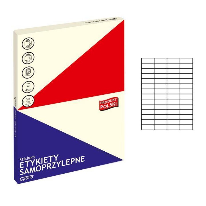 ETYKIETY SAMOPRZYLEPNE 52.5X21.2MM GRAND 150-1031 BIAŁE 100ARK*56SZT