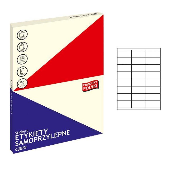 ETYKIETY SAMOPRZYLEPNE 70X36MM GRAND 150-1040 BIAŁE 100ARK*24SZT