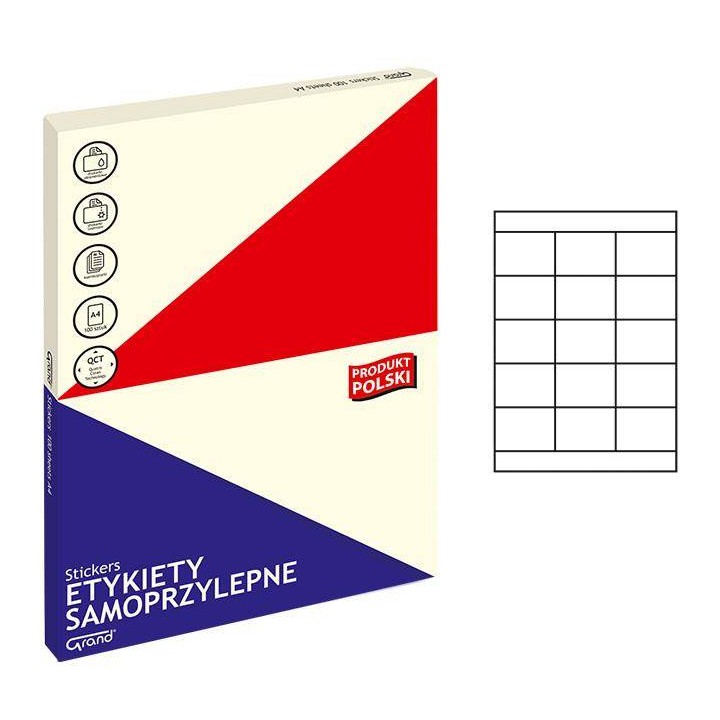 ETYKIETY SAMOPRZYLEPNE 70X50.8MM GRAND 150-1044 BIAŁE 100ARK*15SZT