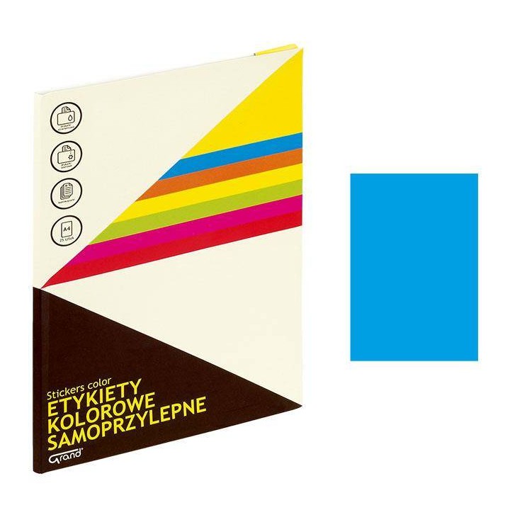 ETYKIETY SAMOPRZYLEPNE 210X297MM GRAND 150-1365 NIEBIESKIE 25ARK