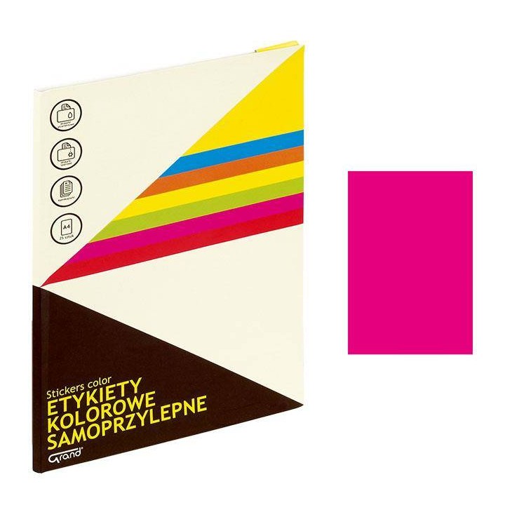 ETYKIETY SAMOPRZYLEPNE 210X297MM GRAND 150-1063 RÓŻOWE 25ARK