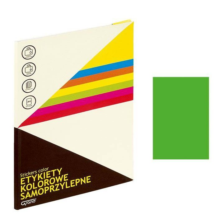 ETYKIETY SAMOPRZYLEPNE 210X297MM GRAND 150-1064 ZIELONE 25ARK